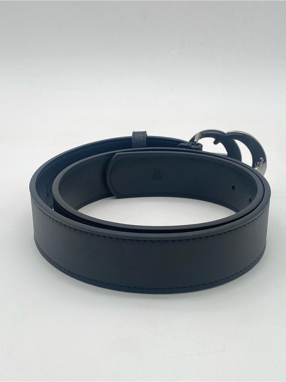Gucci Black Leather Belt with Gold GG Marmont Buckle- 100 L W Box & Dustbag - Picture 10 of 16